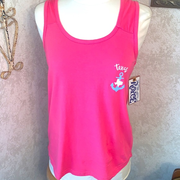 🦩NWT🏝TEXAS Tank Top⚓️Anchor & State of TEXAS & Flamingos in Hot Pink🦩 - Picture 3 of 9